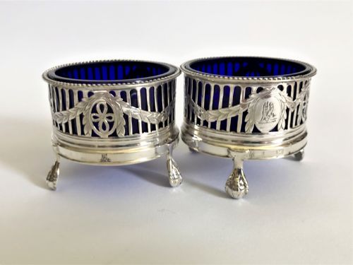 fig 1. A superb pair of 18th Century silver condiment tubs