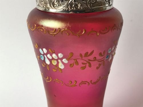 fig 1. A Fabulous Silver Mounted Iridescent Glass Cologne Bottle