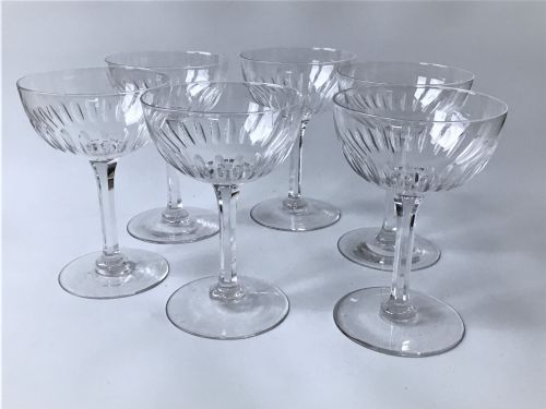 A Victorian Set of Six Cut Champagne Glasses