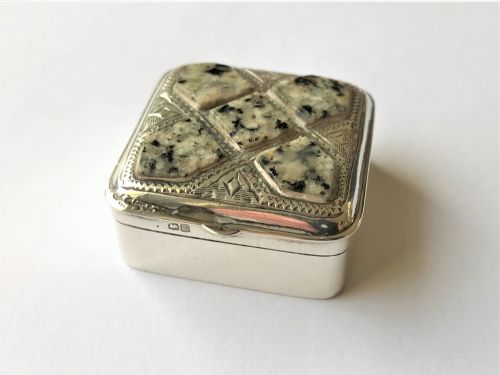 A Gorgeous Stone Set Silver Pill Box