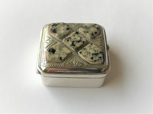 fig 1. A gorgeous stone set silver pill box