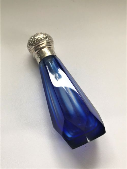 fig 1. A delightful Victorian silver mounted scent bottle