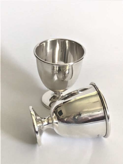 A Delightful Pair of Twin Silver Egg Cups