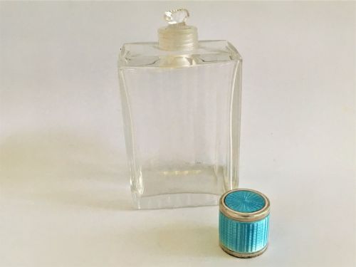 fig 1. A gorgeous Art Deco silver & guilloche enamel cologne bottle