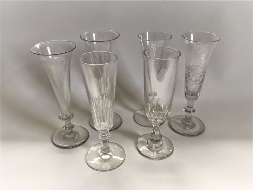 A 19th Century Harlequin Set of Cut Champagne Flutes