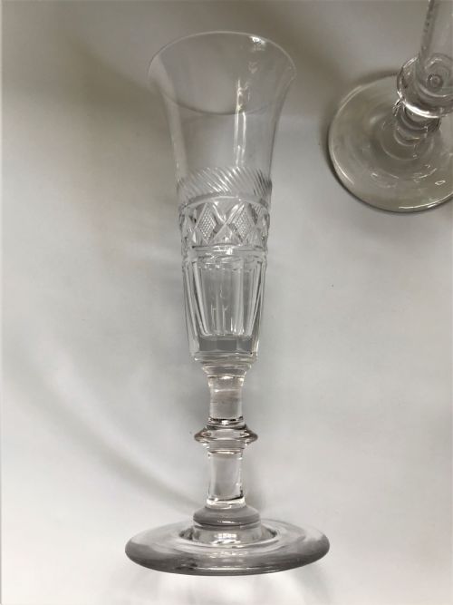 fig 1. A 19th Century harlequin set of cut champagne flutes