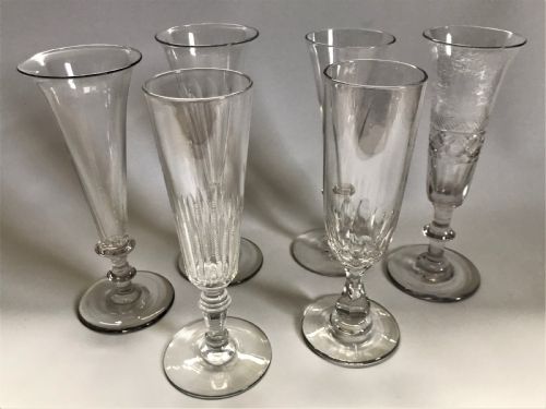 fig 2. A 19th Century harlequin set of cut champagne flutes