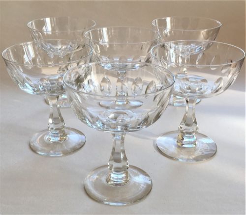 A Quality Set of 6 Cut Glass Champagne Bowls