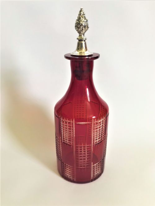 A Lovely Ruby Glass and Silver Plate Wine Bottle