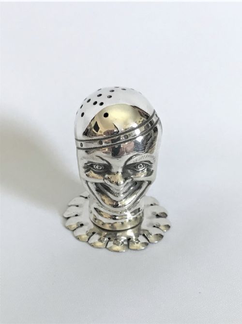 An Extraordinary Victorian Silver Novelty Clown Pepper Pot