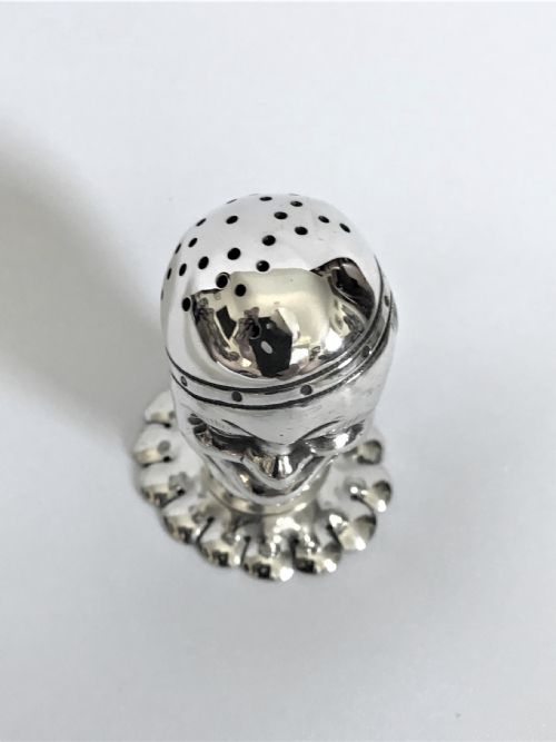 fig 1. An extraordinary Victorian silver novelty clown pepper pot 