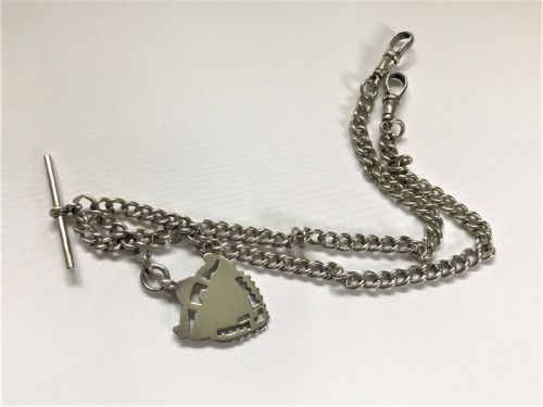 fig 1. A quality double silver Albert watch chain & fob