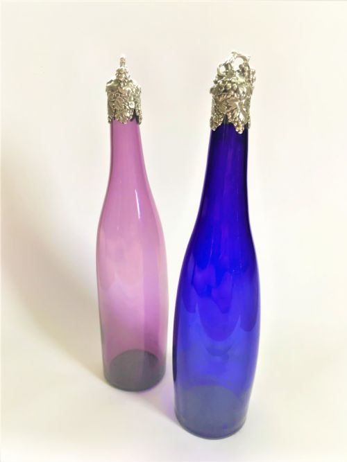 A Fabulous Pair of Early Victorian Silver Mounted Wine Bottles