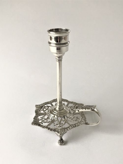 A Lovely Victorian Pierced Silver Chamber Stick