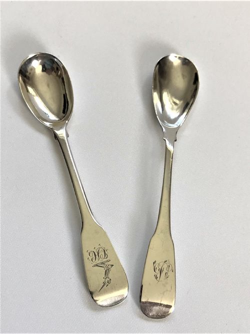 Two 19th Century Irish Silver Mustard Spoons