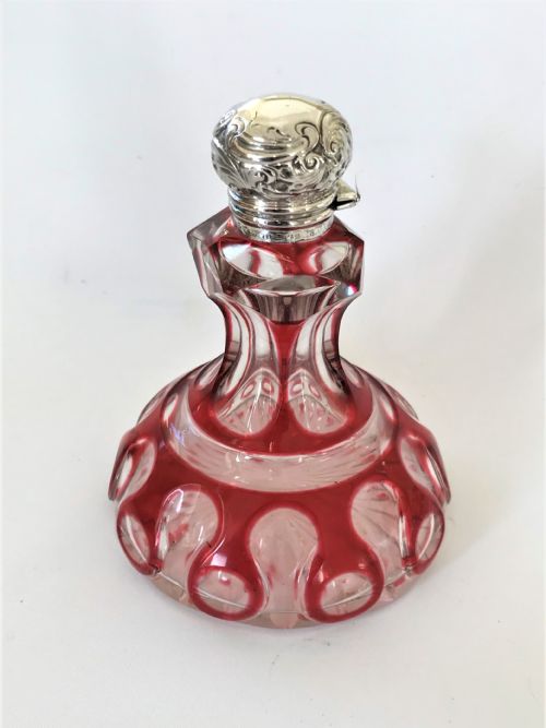 A Gorgeous Silver & Glass Bohemian Cologne Bottle