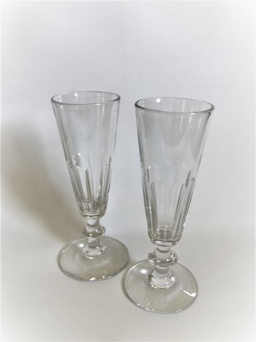 A Gorgeous Pair of Victorian Cut Glass Champagne Flutes