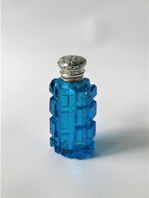 A Stunning Victorian Silver Mounted Scent Bottle