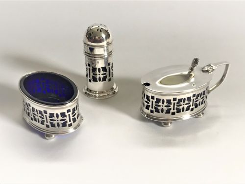 A Lovely Three Piece Silver Cruet