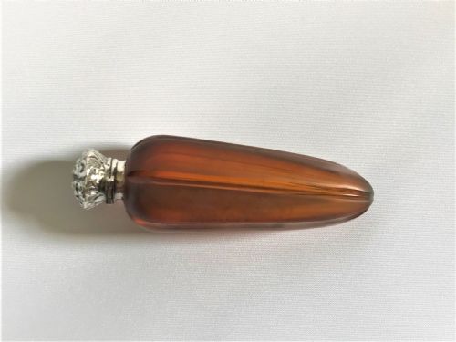 fig 1. A Victorian silver mounted satin glass amber scent flask