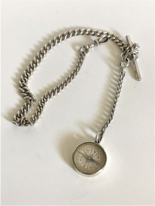 A Rare Silver Fob Chain and Compass
