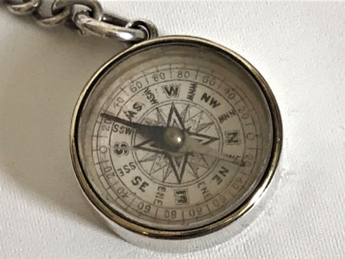 fig 1. A rare silver fob chain and compass