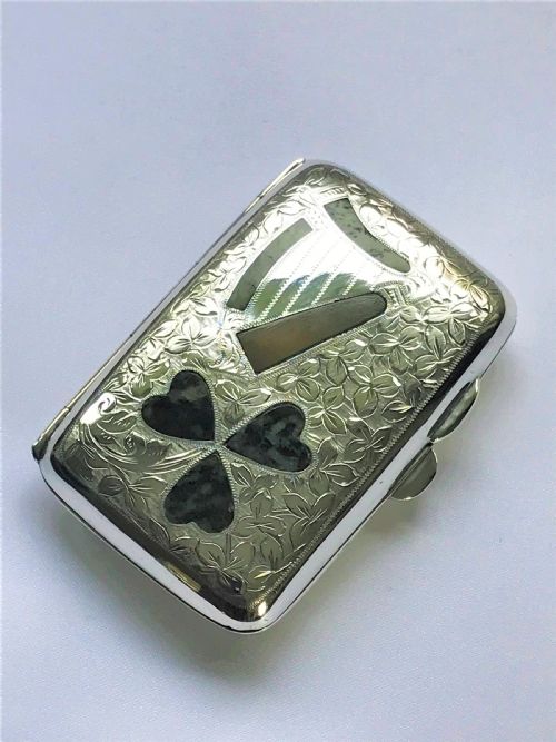 A Superb Irish Interest Edwardian Silver Cigarette Case