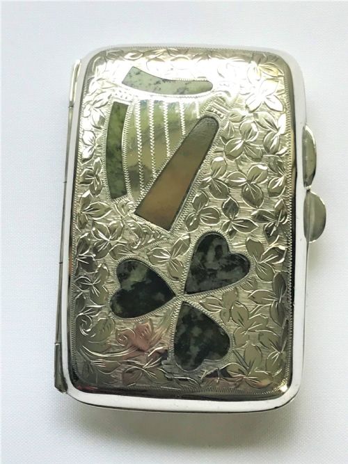 fig 1. A superb Irish interest Edwardian silver cigarette case