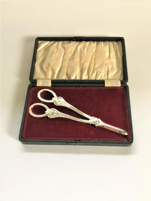 A Boxed Pair of Mappin & Webb Silver Grape Shears