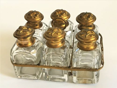 fig 1. A gorgeous French ormolu and cut glass cologne/toilet water stand