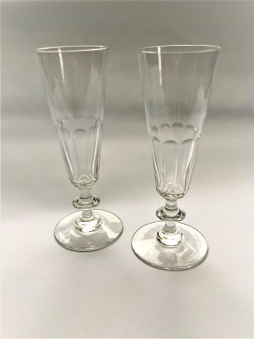 An Elegant Pair of Cut Glass Champagne Flutes