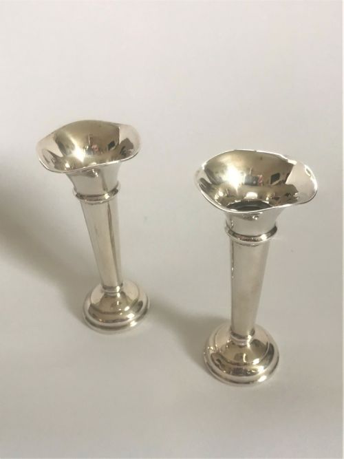 fig 1. A charming pair of small silver bud vases