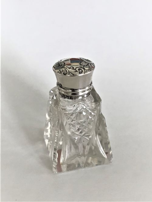 A Charming Edwardian Silver Mounted Scent Bottle