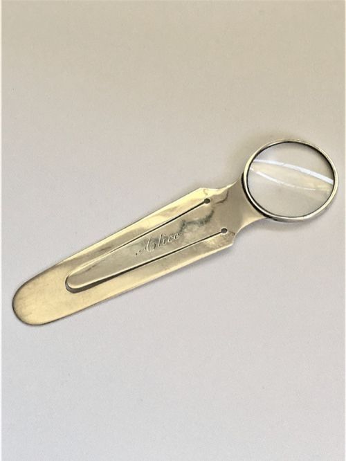 A Chester Silver Bookmark/magnifier Marked 'Alice'