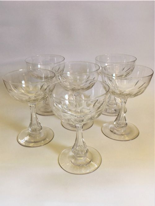 A Fine Set of Six Victorian Cut Glass Champagne Bowls