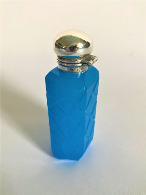 fig 1. An unusual Edwardian silver mounted opaline scent bottle