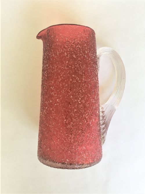 fig 1. A superb Victorian cranberry crackle glass water/lemonade jug