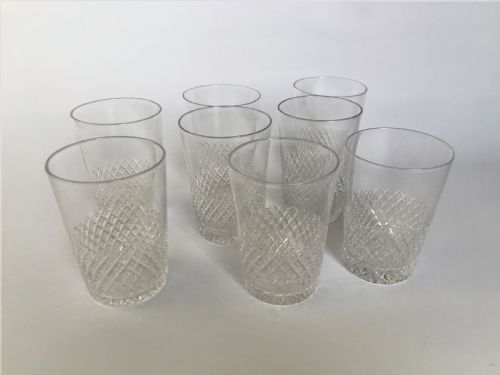 A Gorgeous Set of 8 Cut Glass Stuart Water Glasses