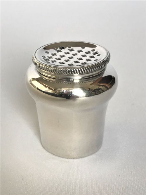 A Magdalen Feline Hallmarked 18th Century Silver Pounce Pot