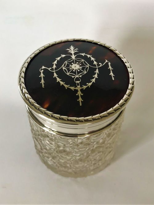 fig 1. A gorgeous silver & tortoiseshell mounted vanity jar