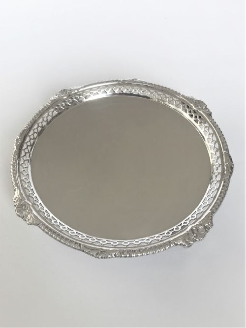 fig 1. A superb small silver salver or card tray
