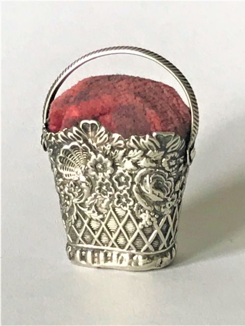 A Lovely Georgian Silver Basket Pin Cushion