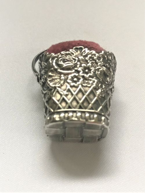 fig 1. A lovely Georgian silver basket pin cushion
