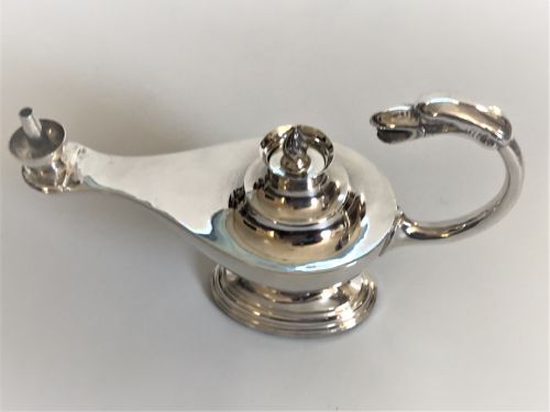 fig 1. A Chester silver Aladdins Lamp table lighter