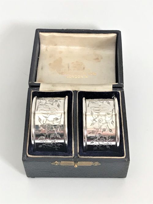 A Lovely Pair of Boxed Silver Napkin Rings