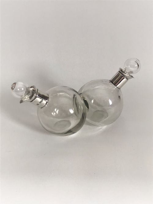 A Charming Silver Mounted Oil & Vinegar Set