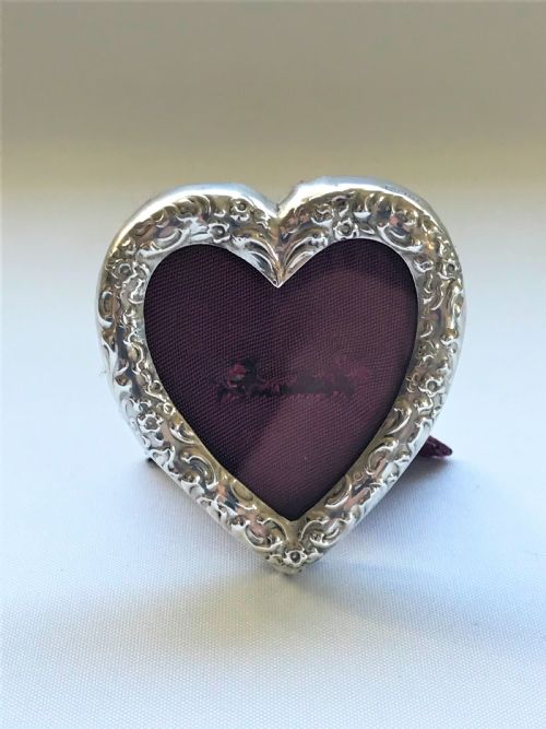 fig 1. A late Victorian miniature silver heart shaped frame