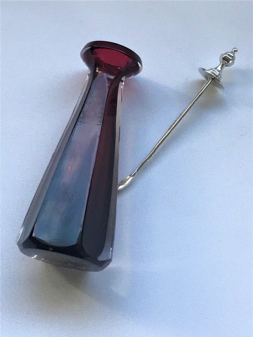 fig 1. A rare Victorian silver & cranberry glass Cayenne bottle & spoon