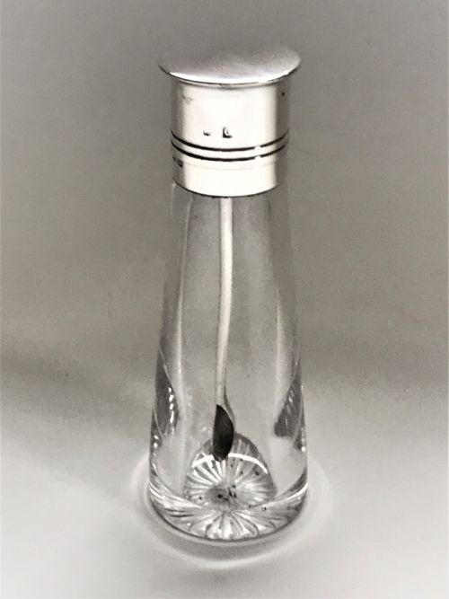 A Wonderful Silver Mounted Cayenne Bottle & Spoon