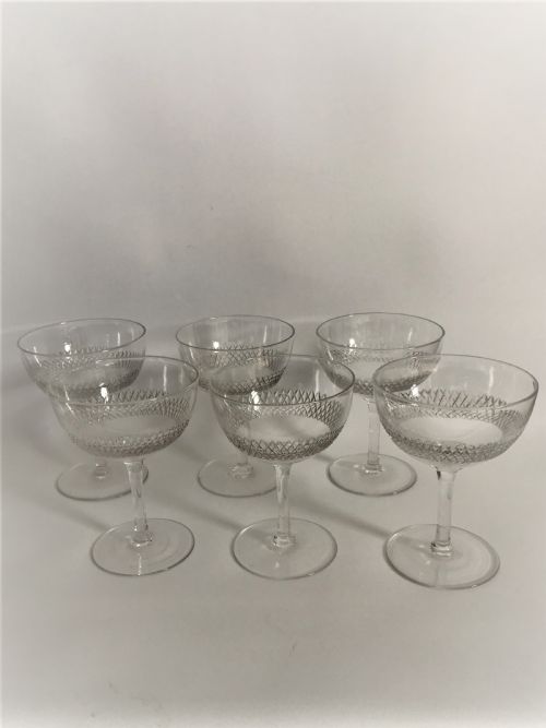 fig 1. A set of 6 Edwardian cut glass champagne bowls